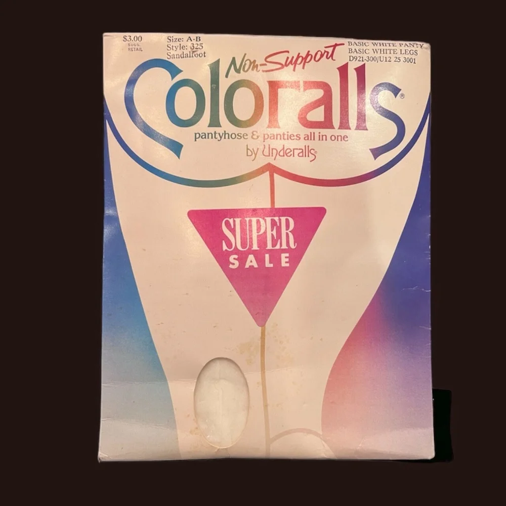 85 Vintage Pantyhose Basic White 85 Coloralls by Underalls White Legs & Panties